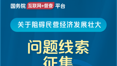 操逼大片国务院“互联网+督查”平台公开征集阻碍民营经济发展壮大问题线索